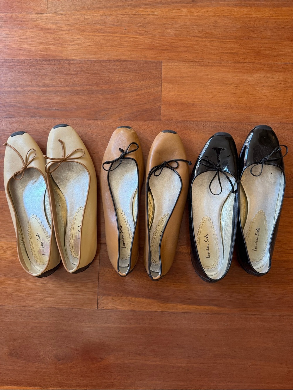 London Sole Women's Ballet Flats in Cream, Tan, and Black